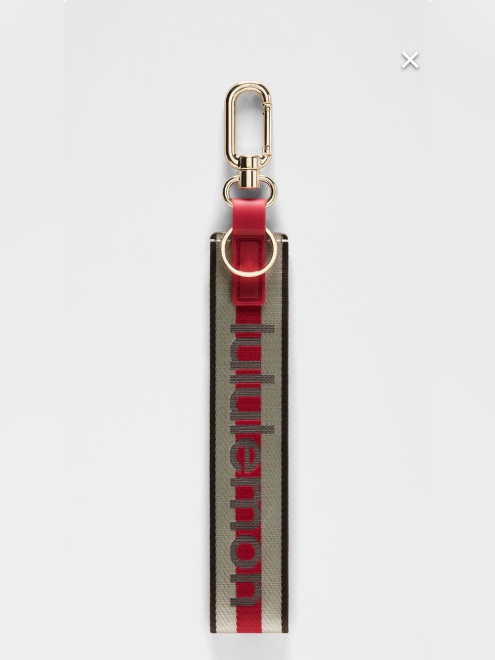 lululemon athletica Never Lost Keychain *Wordmark in Coconut/Oxford Red/Walnut